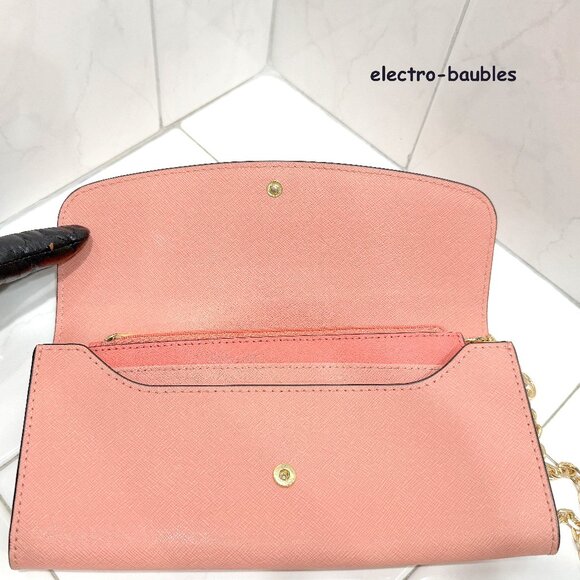 Michael Kors Jet Set Travel Large Saffiano Leather Zip Wallet / Wristlet Pink - Picture 10 of 13